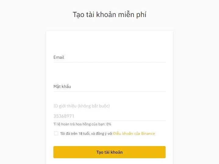 Sàn giao dịch tiền mã hóa Binance và Những điều cơ bản bạn cần phải biết 3 tao-tai-khoan-binance