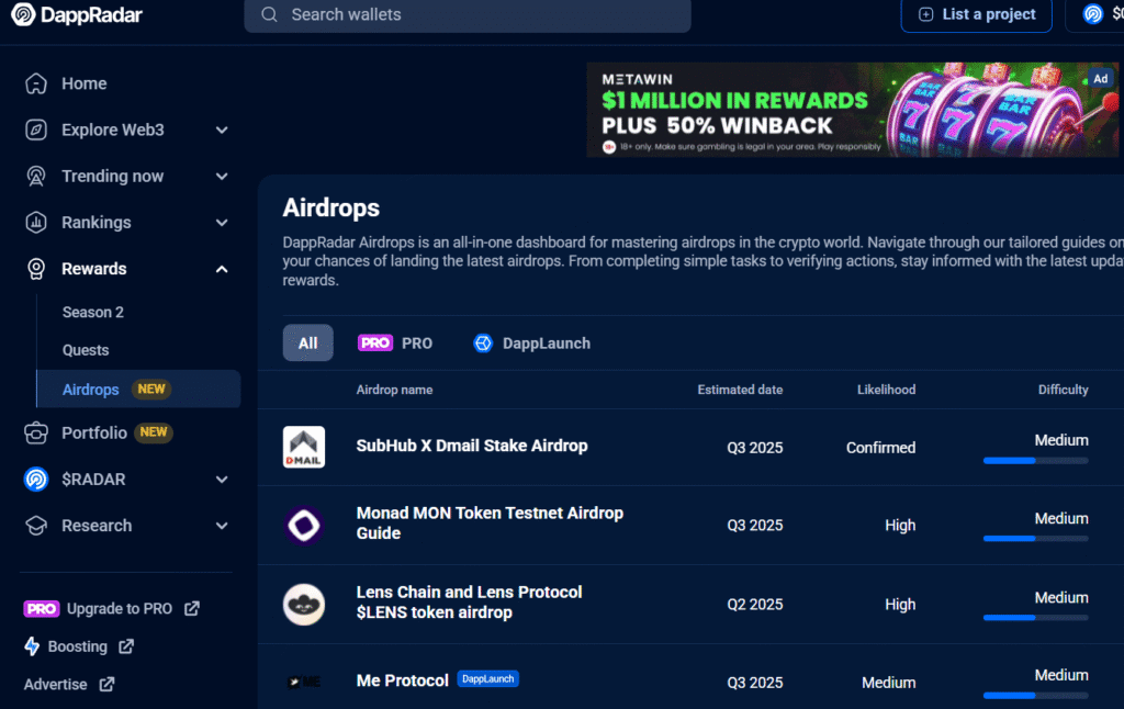 Top 12 website và tool phục vụ quá trình săn airdrop tiền mã hóa 2025 3 airdrop-3